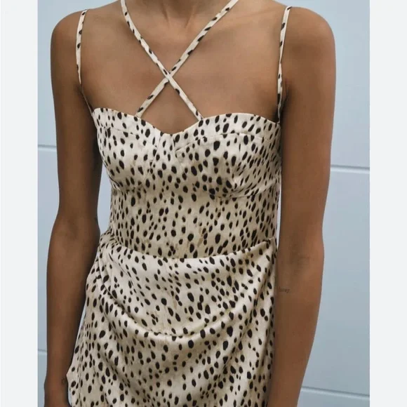 Zara Animal Print Leopard Cheetah Strappy Mini New - Picture 3 of 3